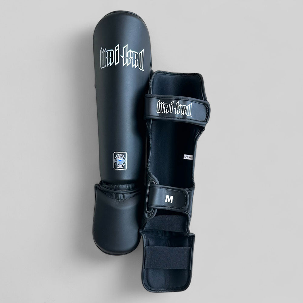 Muay Thai Shinguard Semi Leather – Black – DVSG-1