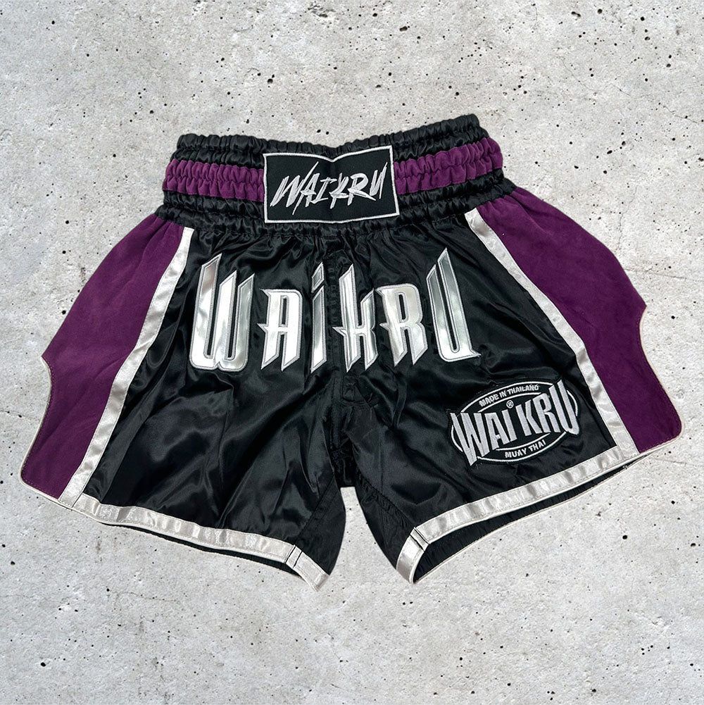 Muay Thai Shorts Premium Satin Black - Purple