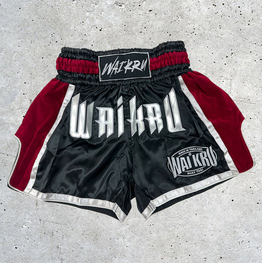 Muay Thai Shorts Premium Satin Black - Red