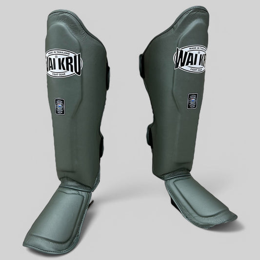 Muay Thai Shinguard Microfiber – Green Military – SGM – 3