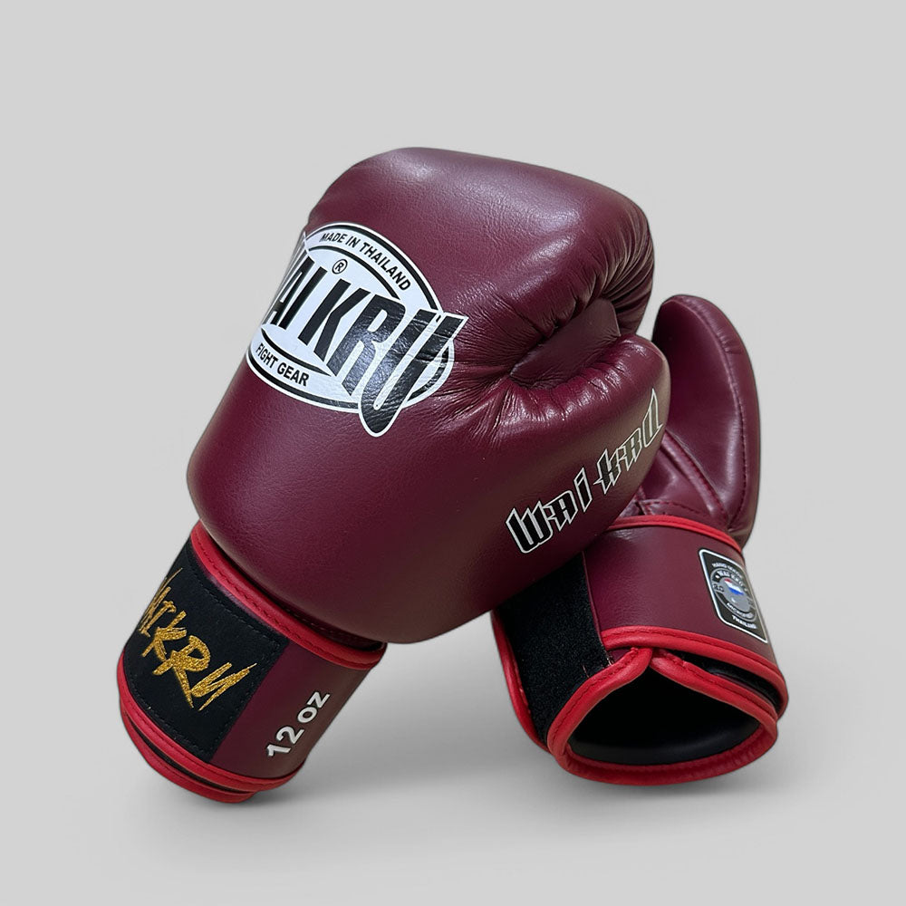 Wai Kru Muay Thai Gloves MicroFiber Maroon BGM-2