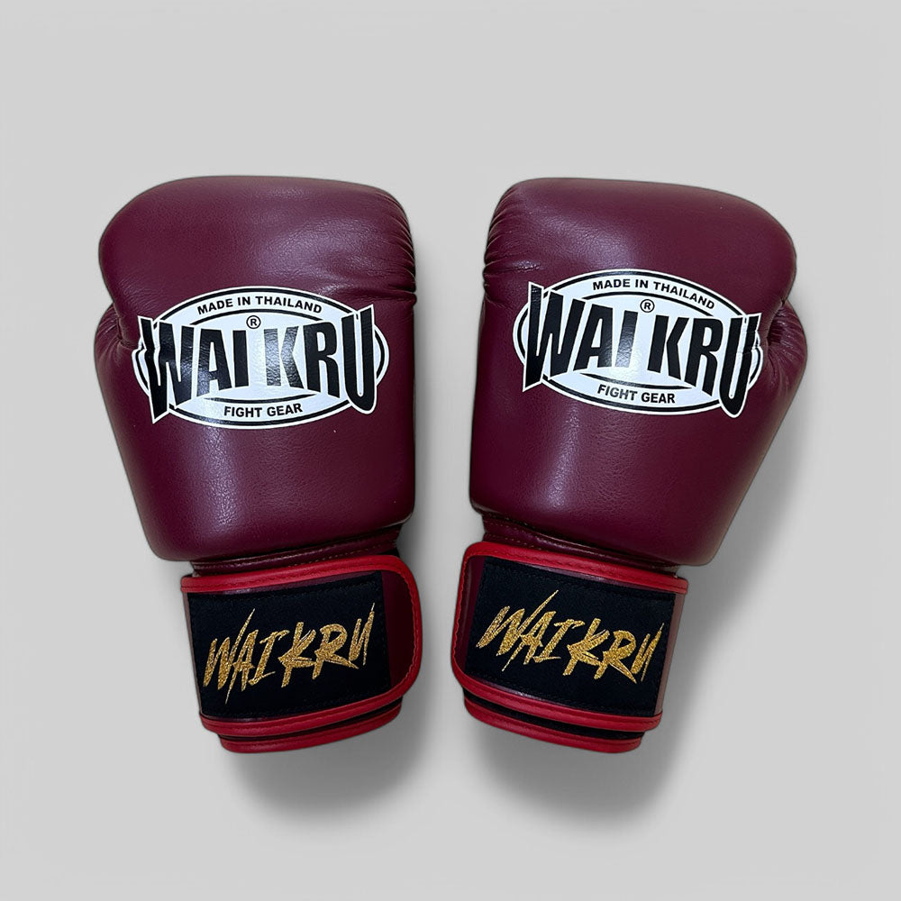 Wai Kru Muay Thai Gloves MicroFiber Maroon BGM-2