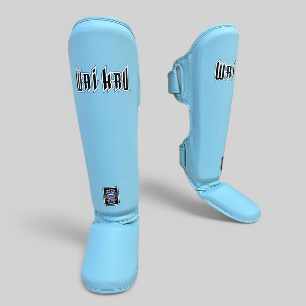 Muay Thai Shinguard Semi Leather – Light Blue – DVSG-5