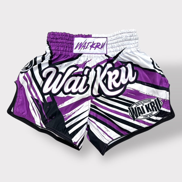 Muay Thai Shorts – MicroFiber – White-Purple – SUB-27
