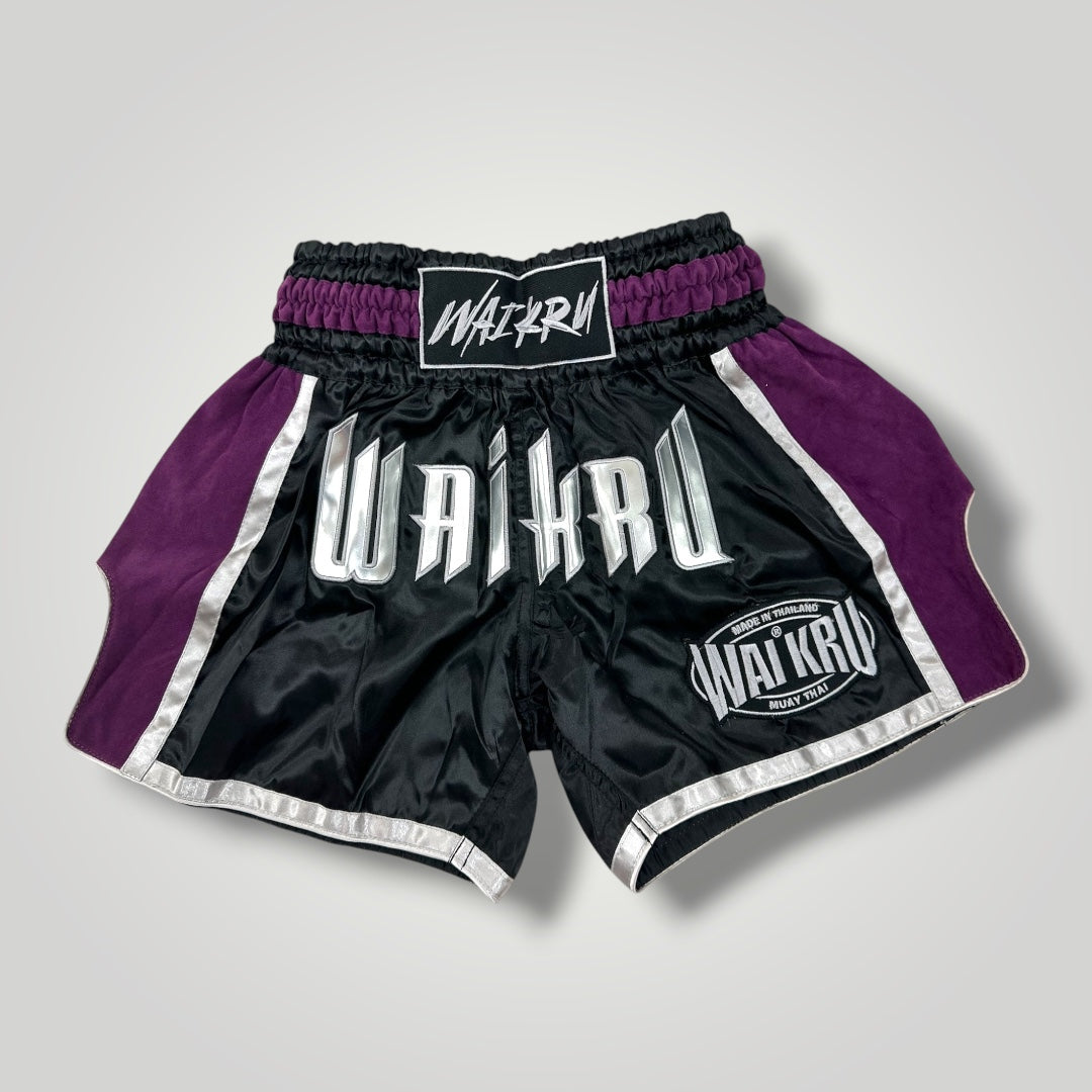 Muay Thai Shorts Premium Satin Black - Purple