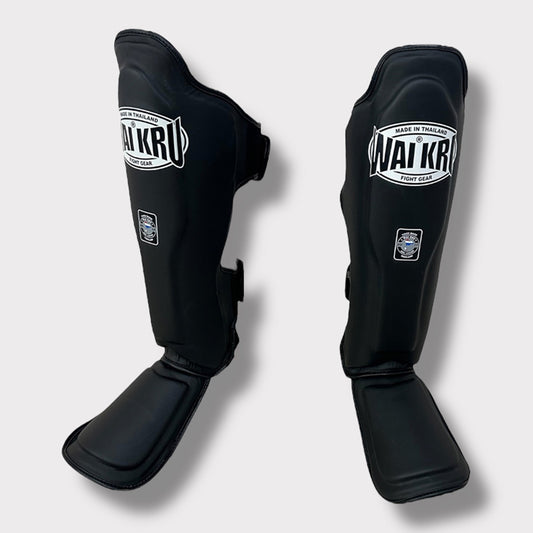 Wai Kru Muay Thai Pro Shinguards - Black