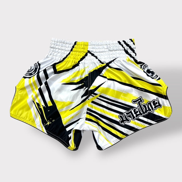 Muay Thai Shorts – MicroFiber – White-Yellow – SUB-19