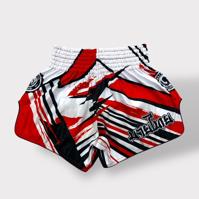 Muay Thai Shorts – MicroFiber – White-Red – SUB-20