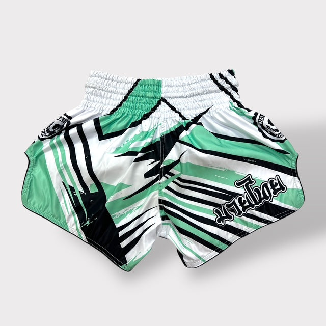 Muay Thai Shorts – MicroFiber – White-Green Pastel – SUB-23