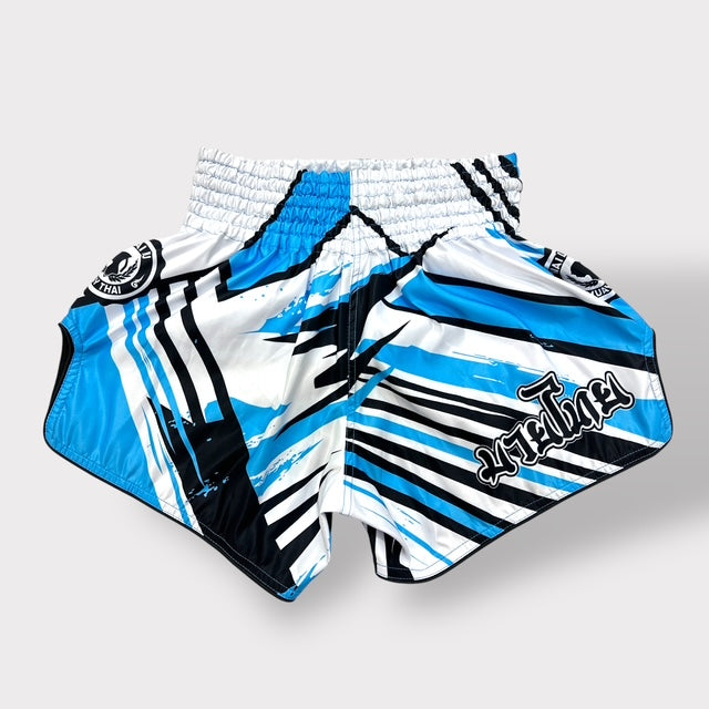 Muay Thai Shorts – MicroFiber – White-Light Blue – SUB-26