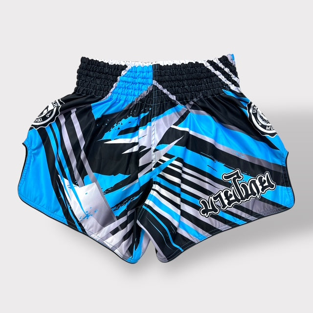 Muay Thai Shorts – MicroFiber – Black-Light Blue – SUB-29