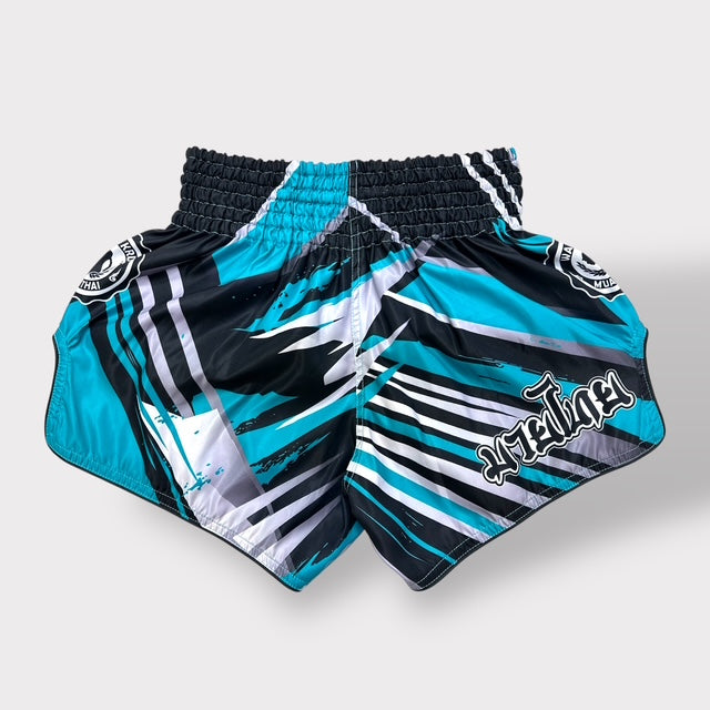 Muay Thai Shorts – MicroFiber – Black-Turquoise – SUB-33