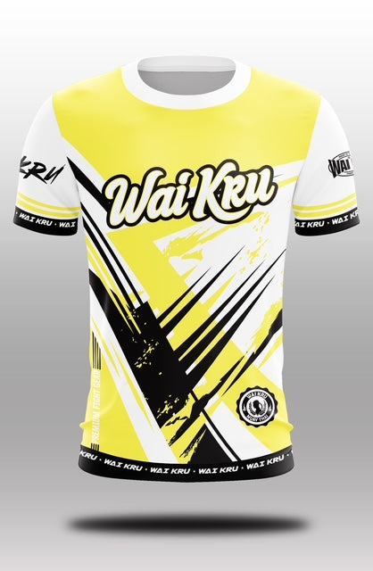 Wai Kru Muay Thai T-Shirts White-Yellow THS-19