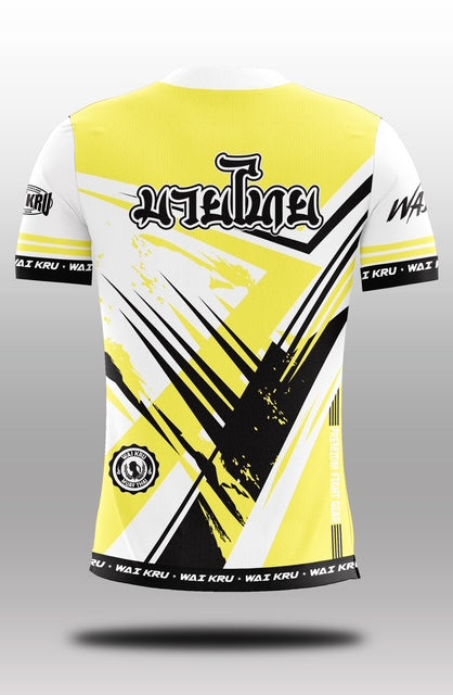 Wai Kru Muay Thai T-Shirts White-Yellow THS-19