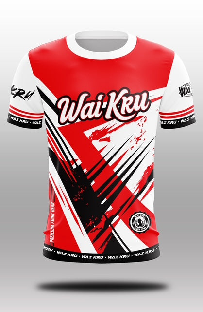 Wai Kru Muay Thai T-Shirts White-Red THS-20