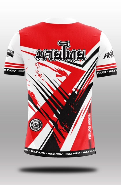 Wai Kru Muay Thai T-Shirts White-Red THS-20