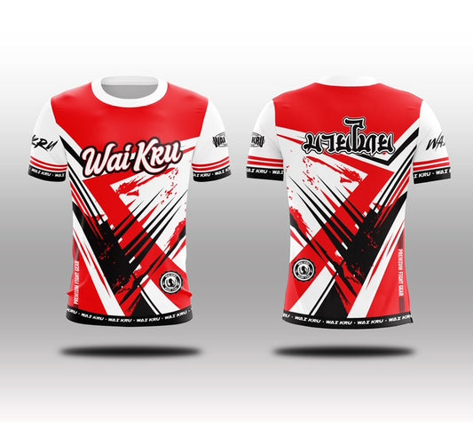 Wai Kru Muay Thai T-Shirts White-Red THS-20