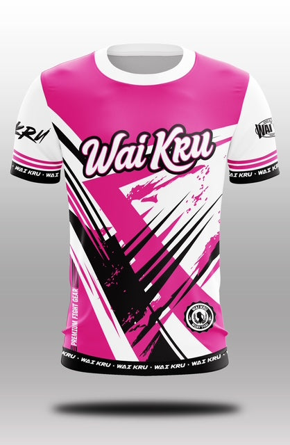 Wai Kru Muay Thai T-Shirts White-Pink THS-21