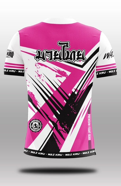 Wai Kru Muay Thai T-Shirts White-Pink THS-21
