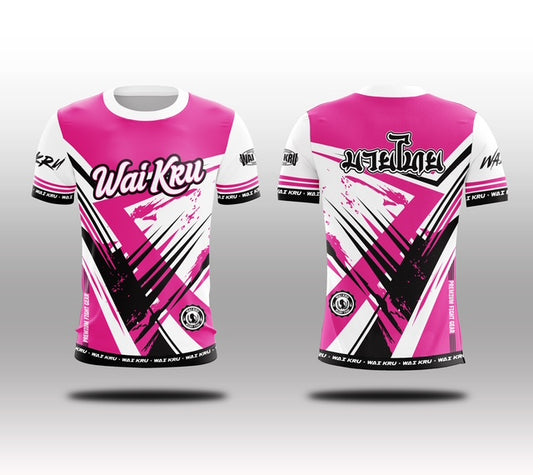 Wai Kru Muay Thai T-Shirts White-Pink THS-21