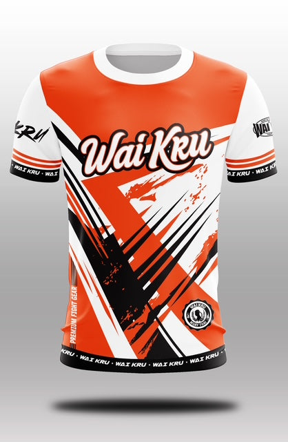 Wai Kru Muay Thai T-Shirts White-Orange THS-22
