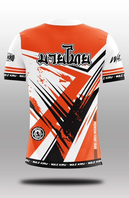 Wai Kru Muay Thai T-Shirts White-Orange THS-22