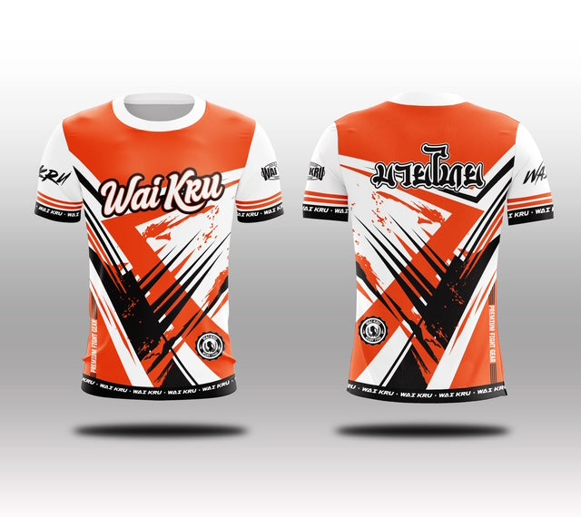 Wai Kru Muay Thai T-Shirts White-Orange THS-22