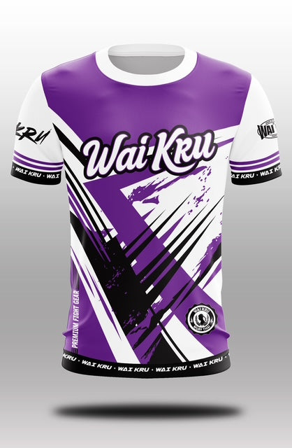 Wai Kru Muay Thai T-Shirts White-Purple THS-27