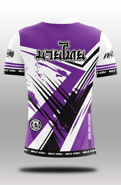 Wai Kru Muay Thai T-Shirts White-Purple THS-27