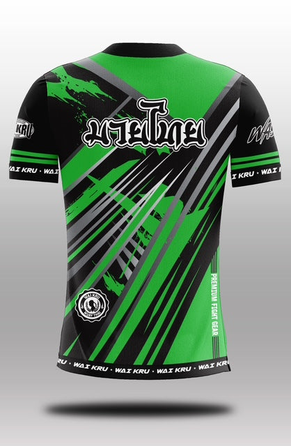 Wai Kru Muay Thai T-Shirts Black-Green THS-28
