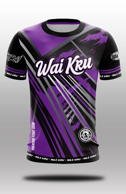 Wai Kru Muay Thai T-Shirts Black-Purple THS-31
