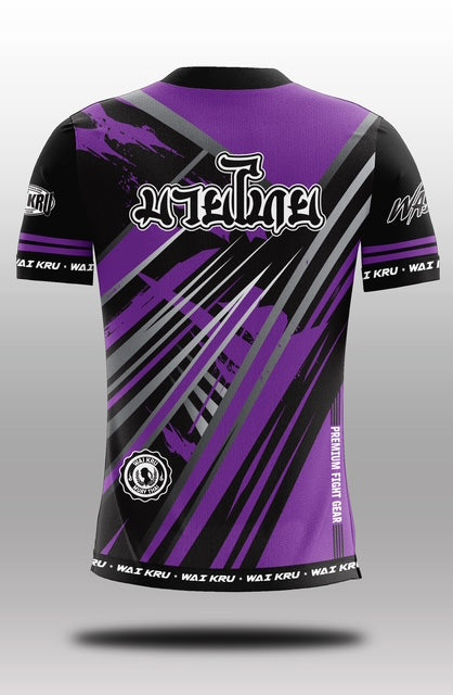 Wai Kru Muay Thai T-Shirts Black-Purple THS-31
