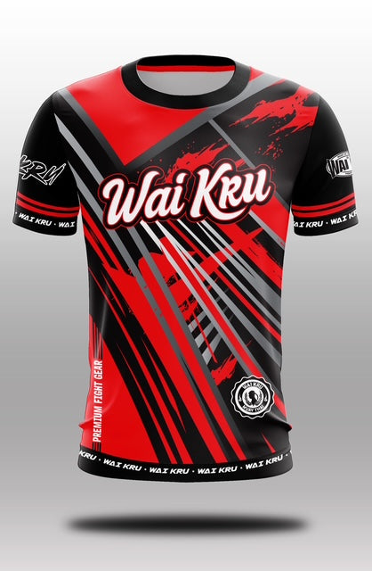 Wai Kru Muay Thai T-Shirts Black-Red THS-32