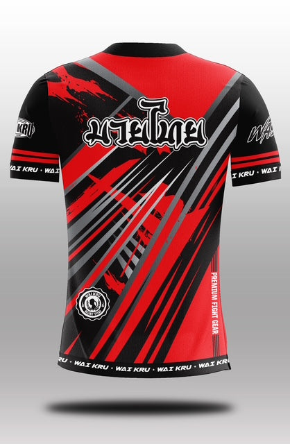 Wai Kru Muay Thai T-Shirts Black-Red THS-32