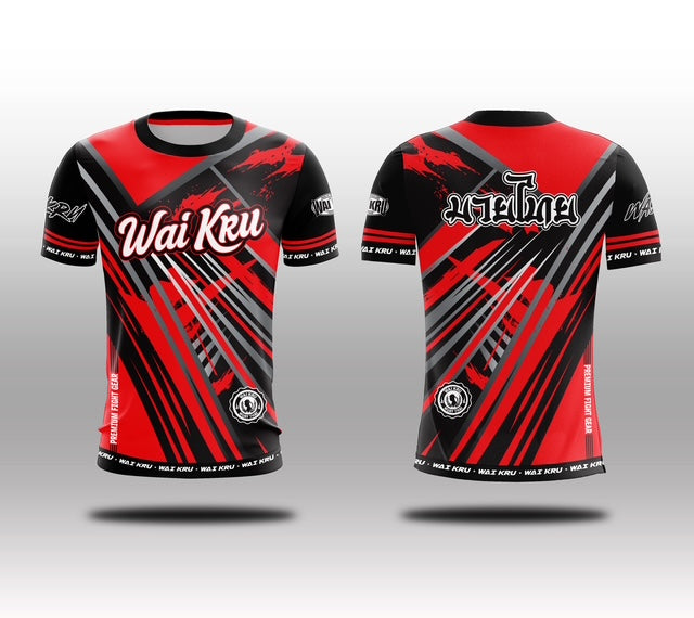 Wai Kru Muay Thai T-Shirts Black-Red THS-32